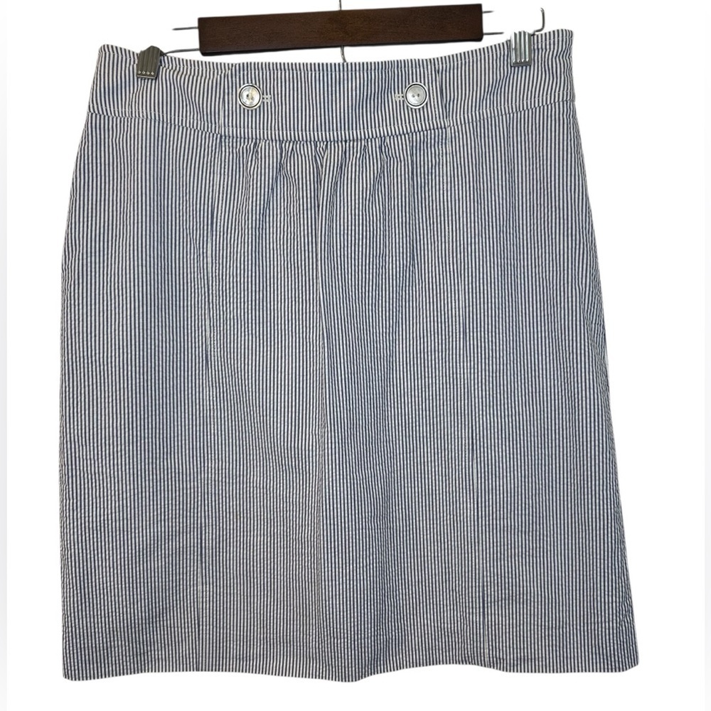 Brooks Brothers Blue & White Seersucker A-Line Skirt Size 8 EUC
